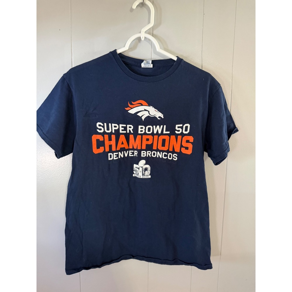 Delta T-Shirt Mens‎ Medium Blue Denver Broncos Super Bowl 50 Champions Graphic